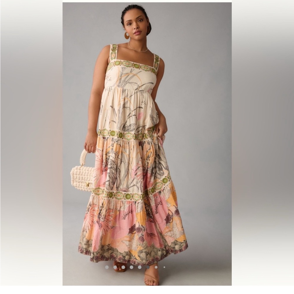 By Anthropologie Square Neck Embellished Dress